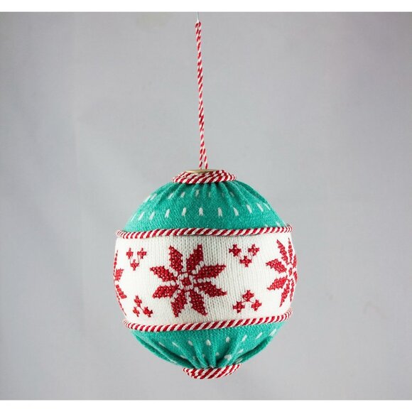 HM Extra Large Knit Ball Ornament Snowflakes Wood Buttons 5.5in High - Picture 1 of 5